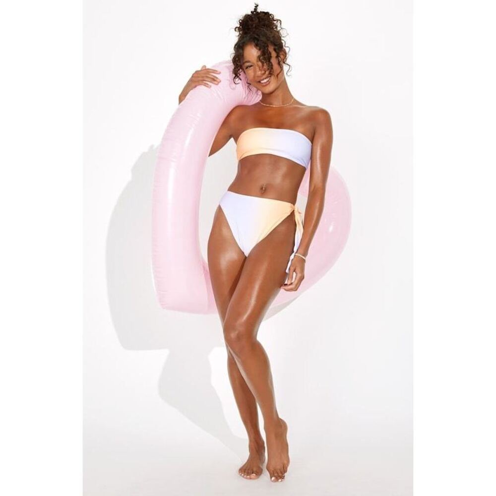 Lulus Set For Vacay Orange And Purple Ombre Print Bandeau Bikini Top